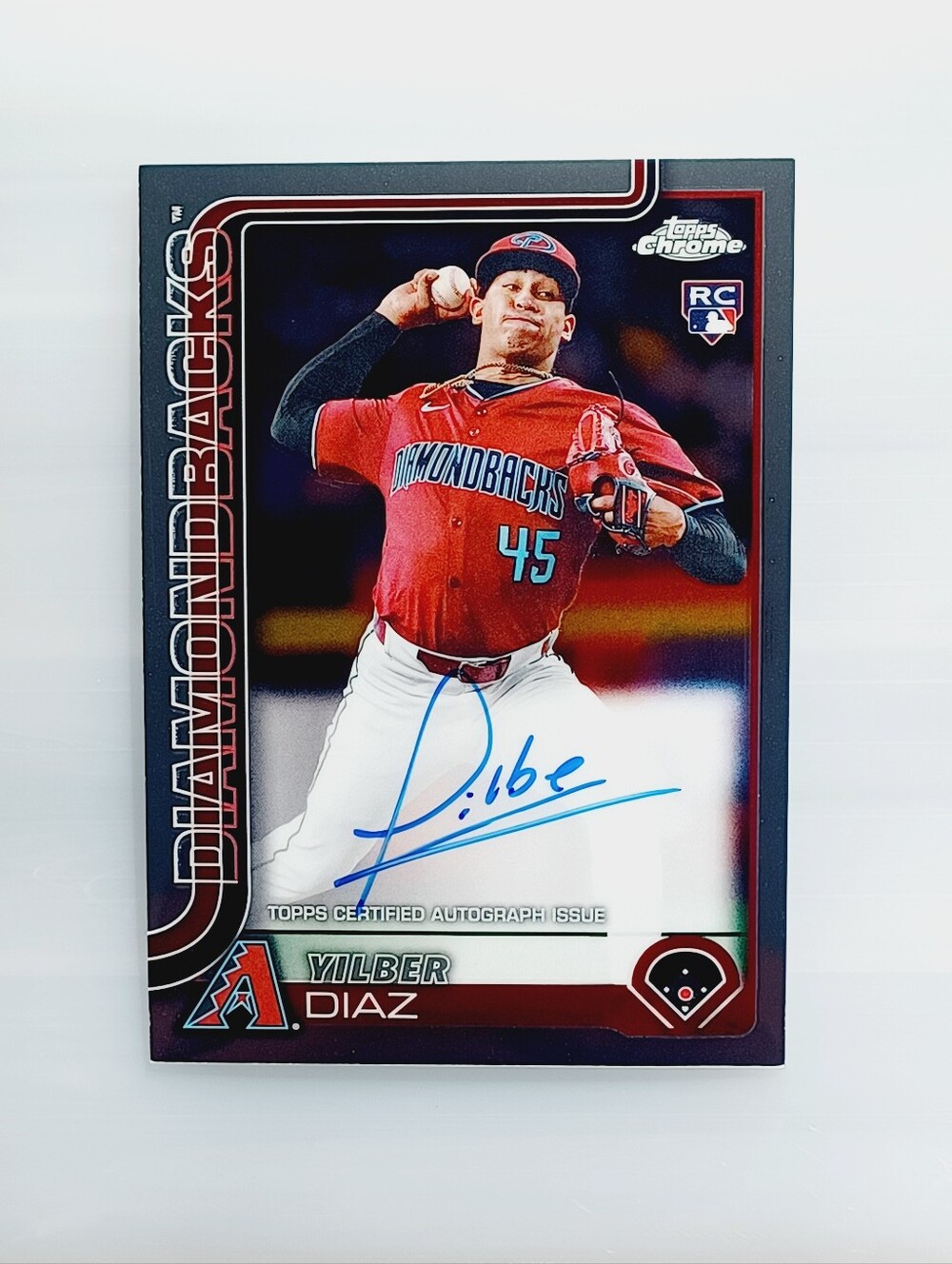 Topps Chrome Yilber Diaz Autograph Card - Red, White, Blue